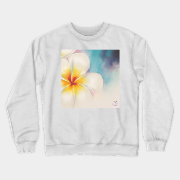 Plumeria watercolor Crewneck Sweatshirt by junochaos